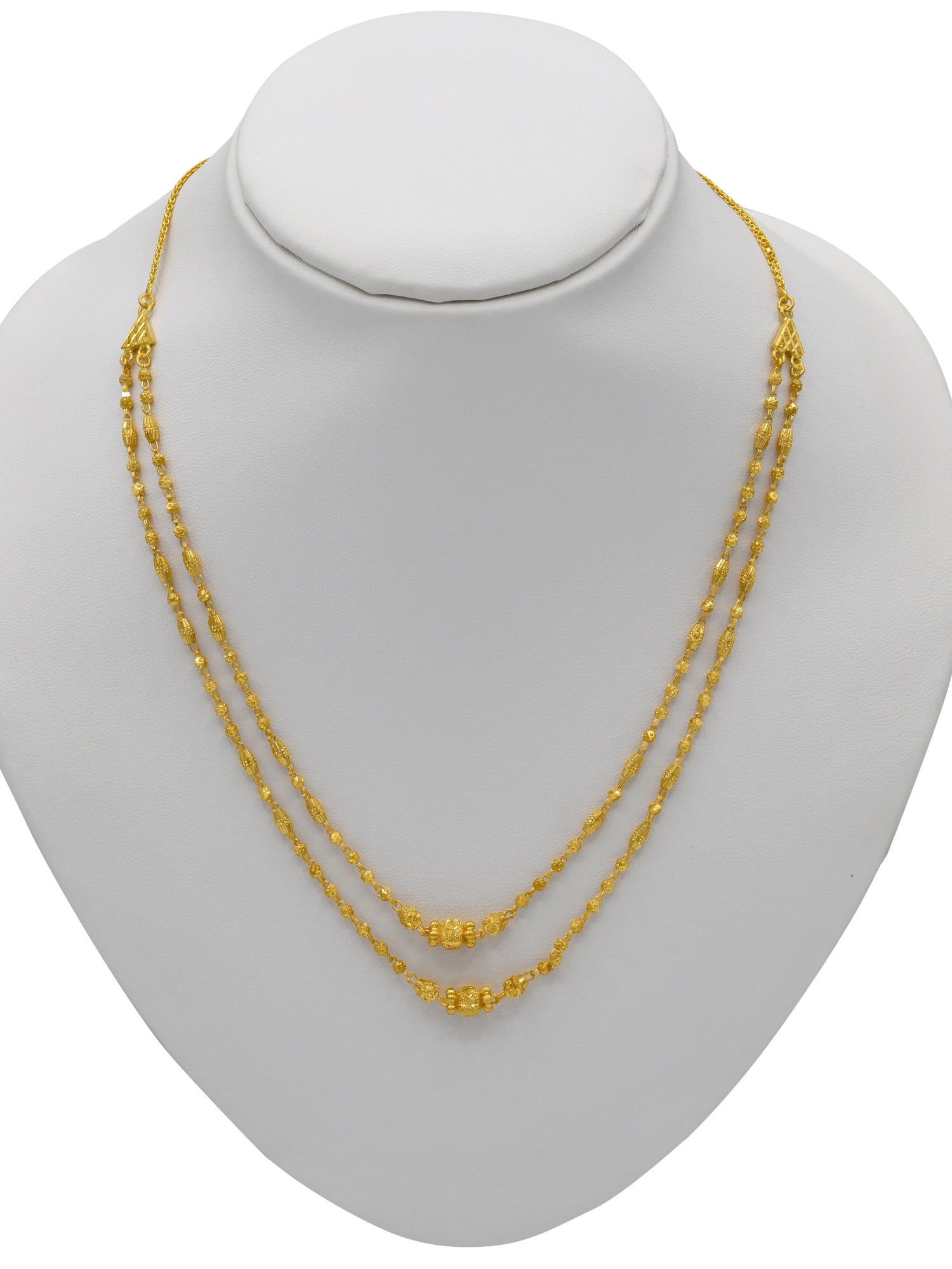 22ct Gold Ball 2 Row Necklace Set