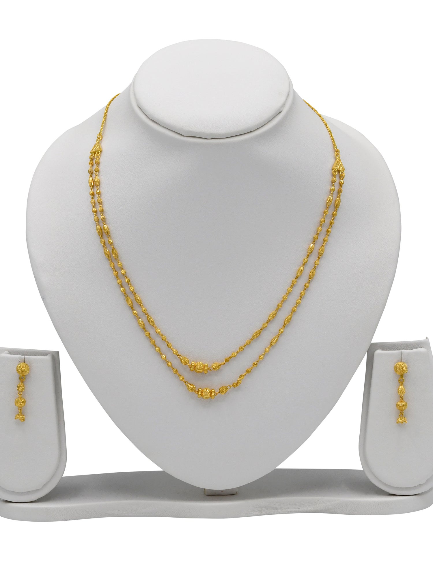 22ct Gold Ball 2 Row Necklace Set