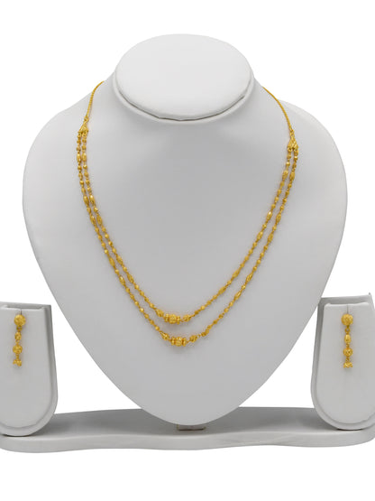22ct Gold Ball 2 Row Necklace Set