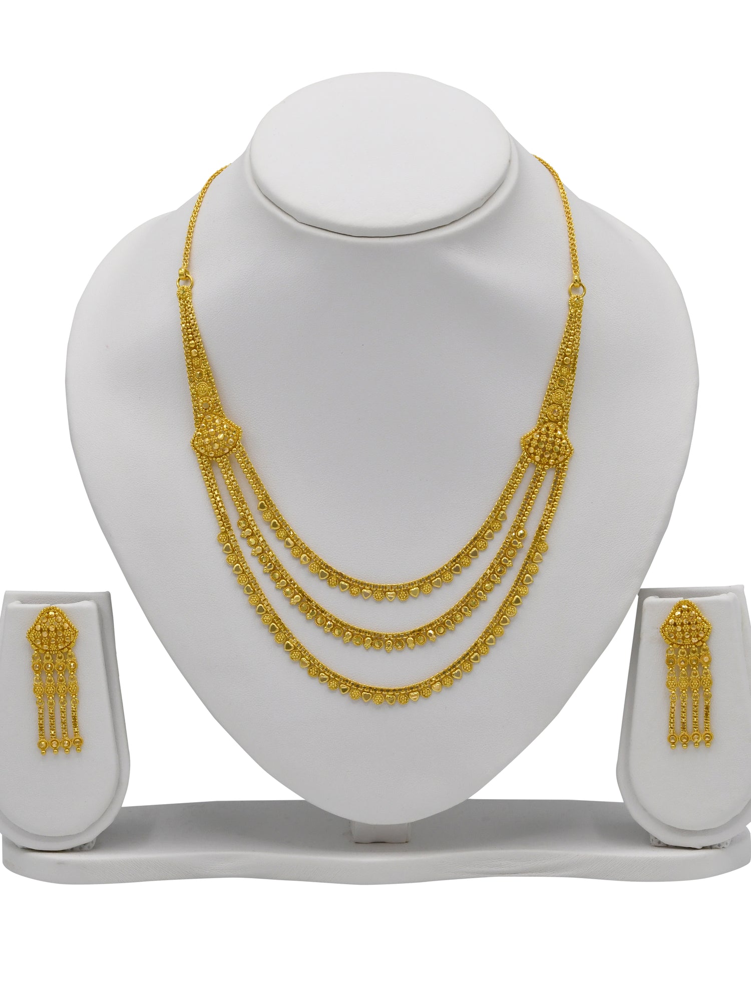 22ct Gold 3 Row Necklace Set
