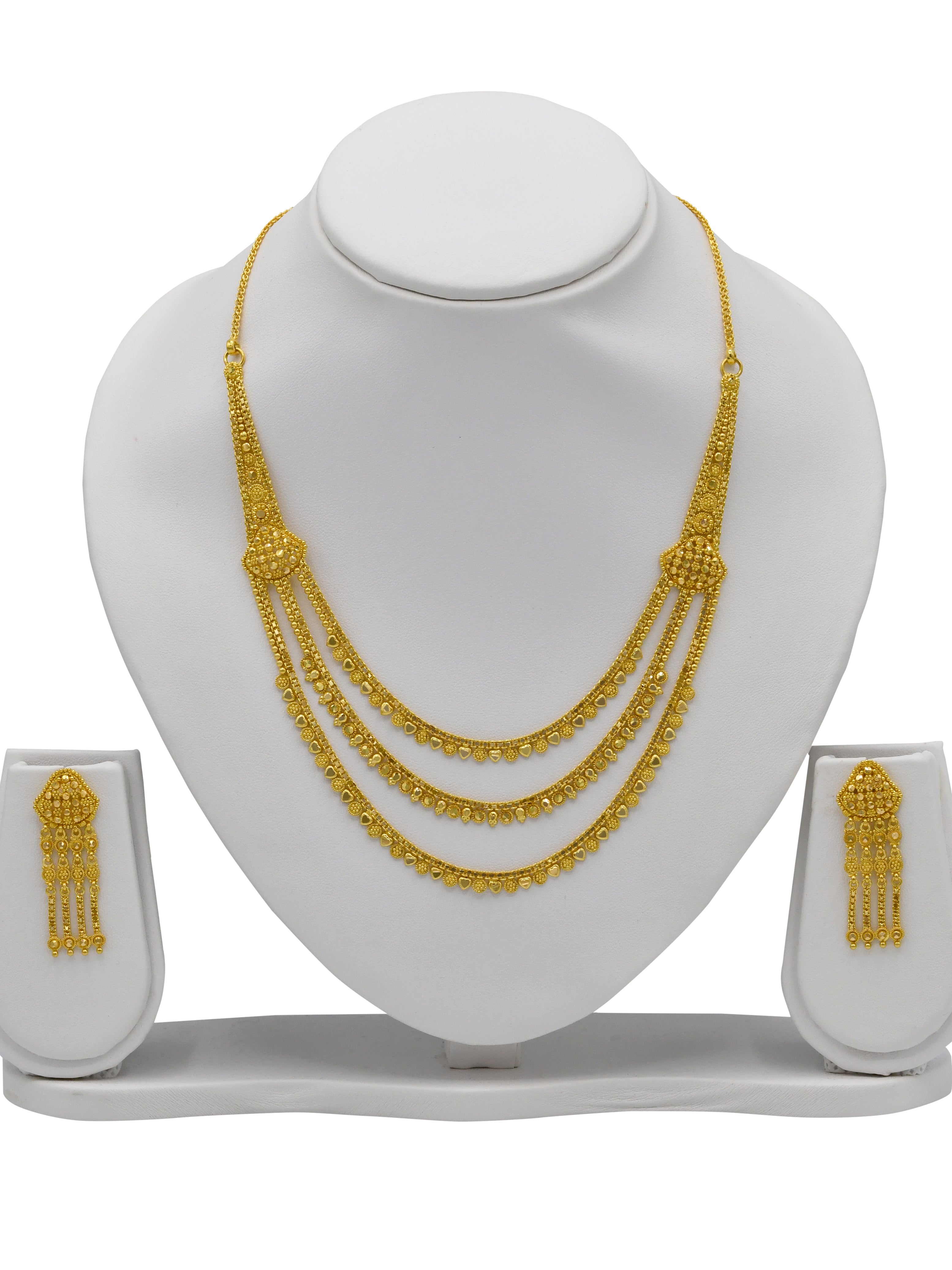 22ct Gold 3 Row Necklace Set