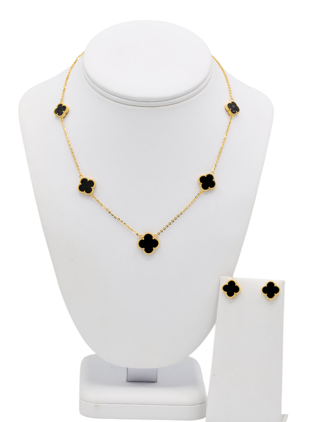 22ct Gold Black Flower Necklace Set