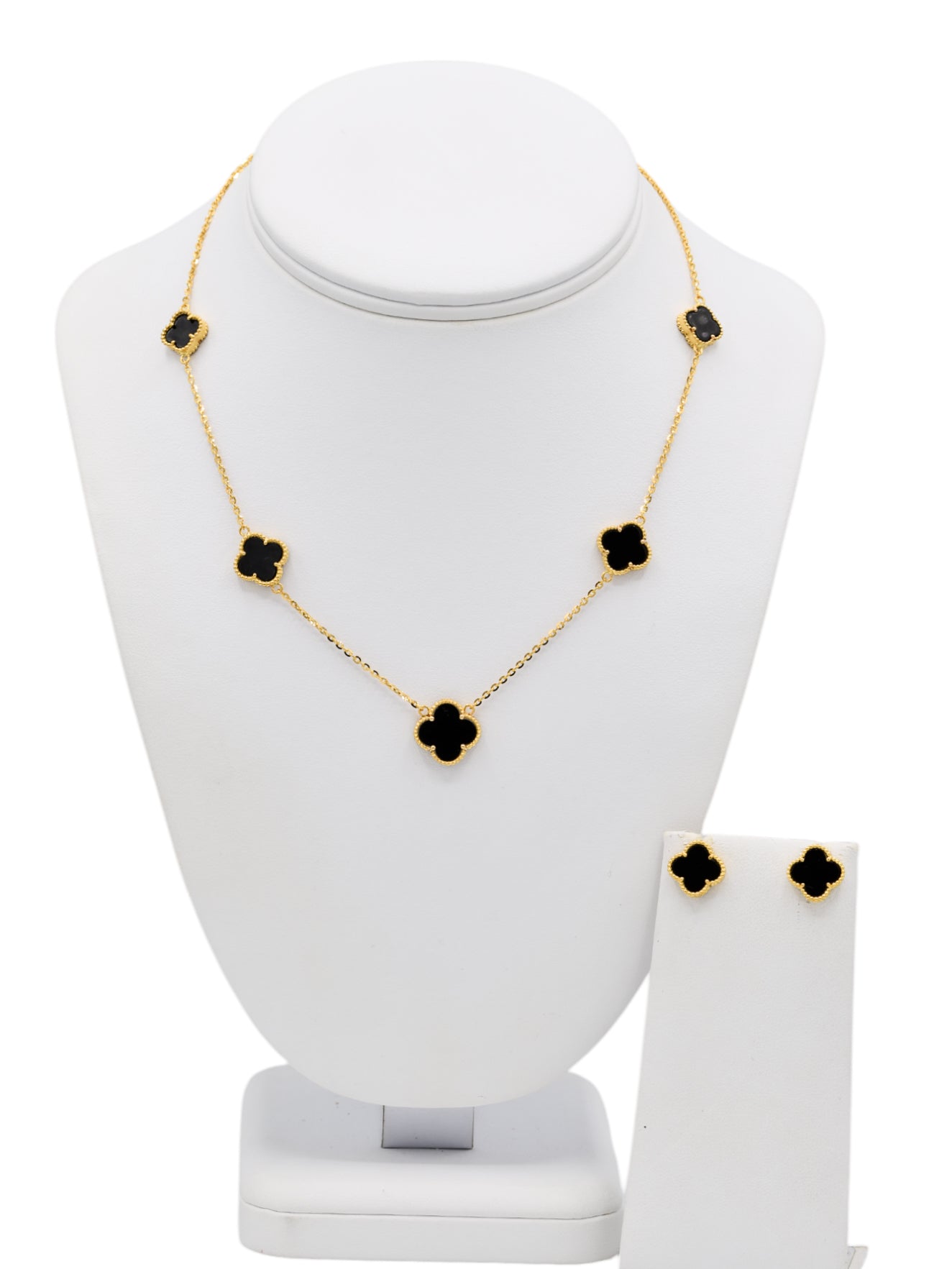 22ct Gold Black Flower Necklace Set