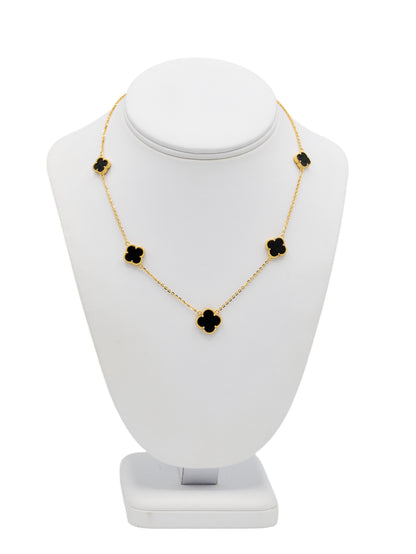 22ct Gold Black Flower Necklace Set