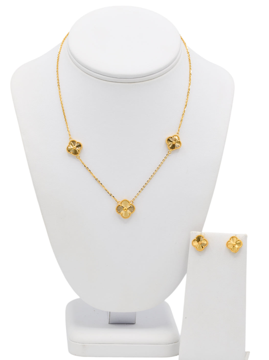 22ct Gold 3 Flower Necklace Set