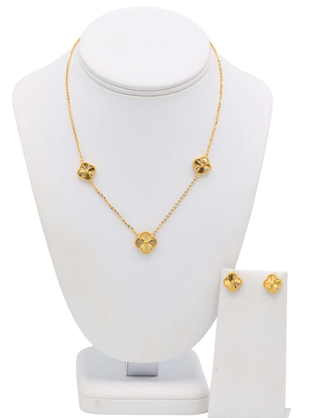 22ct Gold 3 Flower Necklace Set