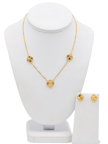 22ct Gold 3 Flower Necklace Set