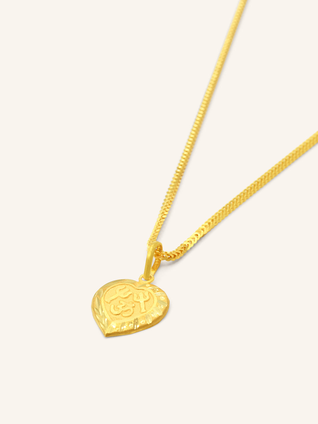 22ct Gold OM Trisul Heart Pendant 0.75 GMS - Roop Darshan