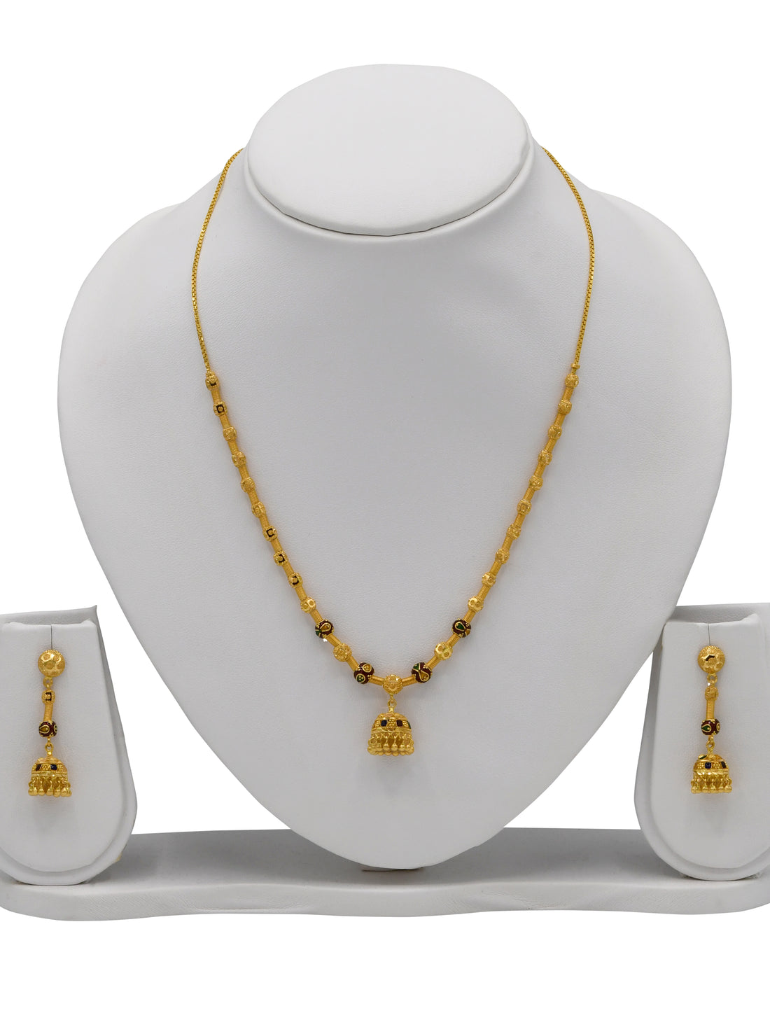 22ct Gold Minakari Jhumki Necklace Set