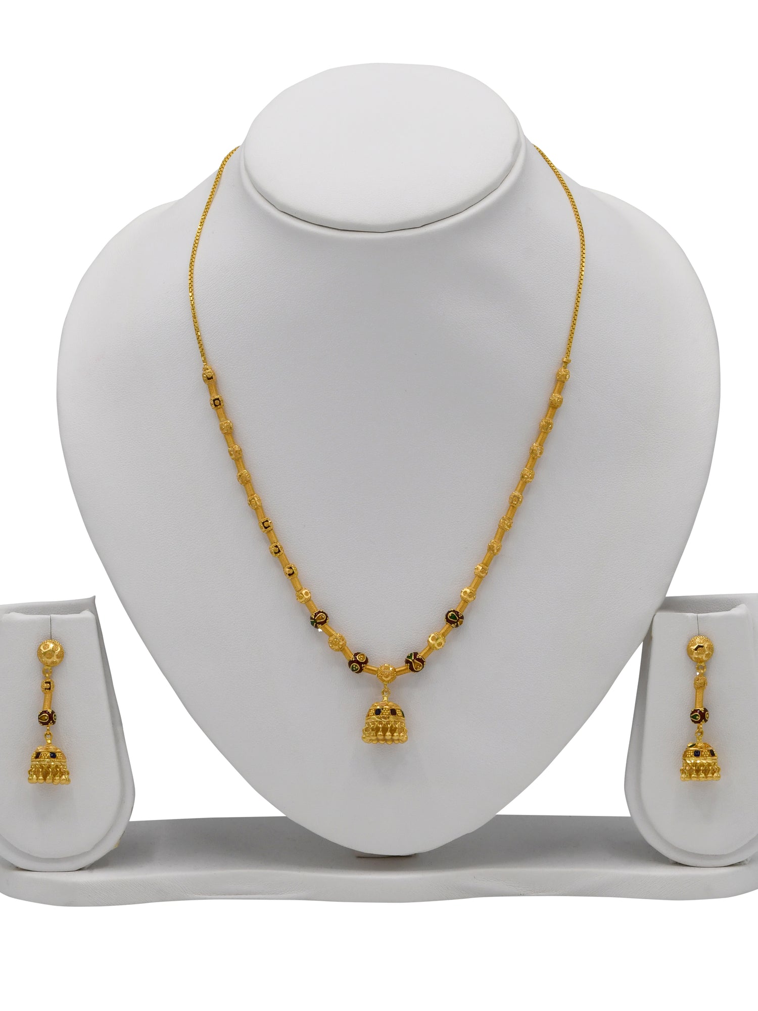 22ct Gold Minakari Jhumki Necklace Set