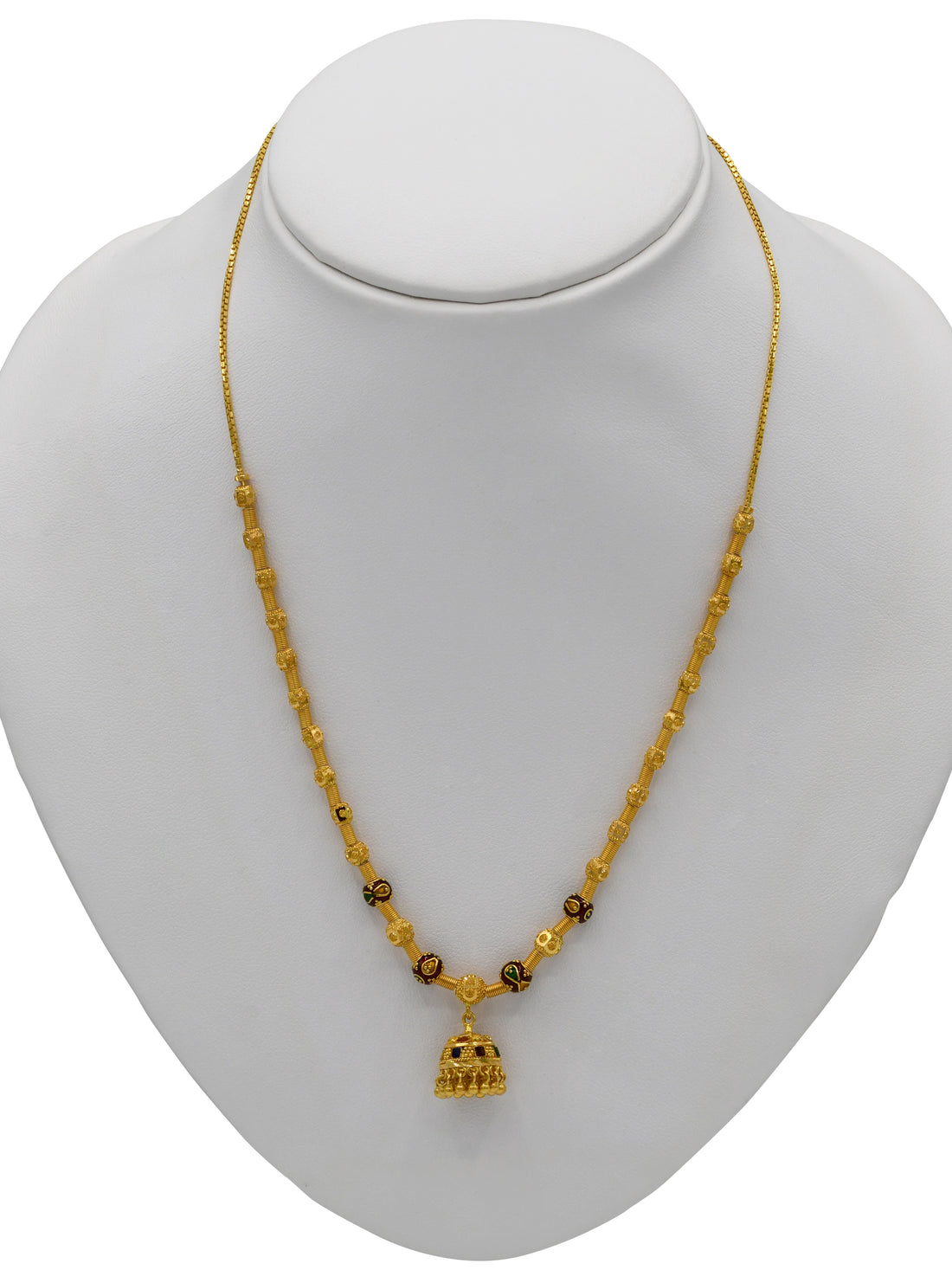 22ct Gold Minakari Jhumki Necklace Set