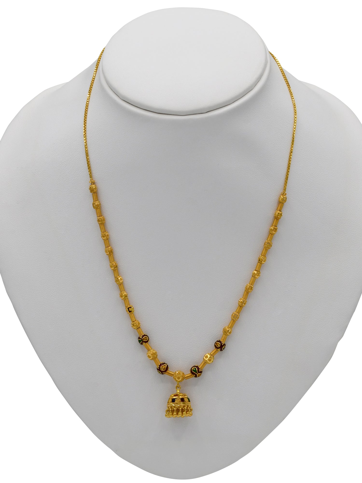 22ct Gold Minakari Jhumki Necklace Set