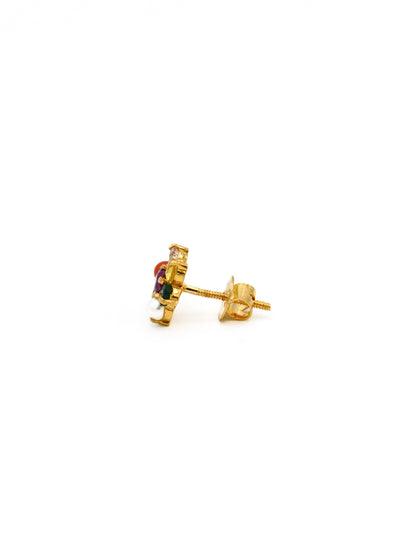 22ct Gold Multi CZ Stud Earrings
