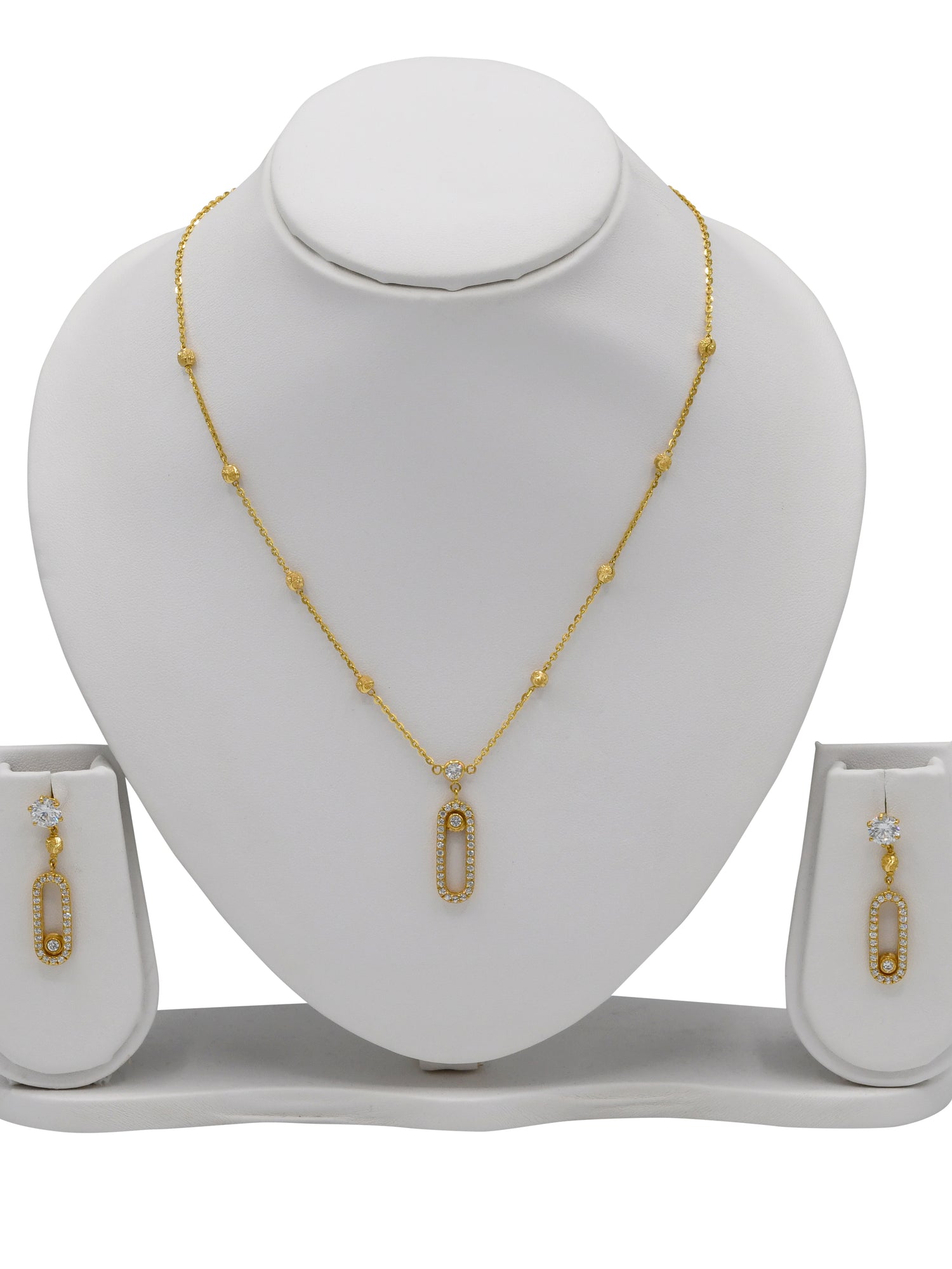 22ct Gold CZ Necklace Set