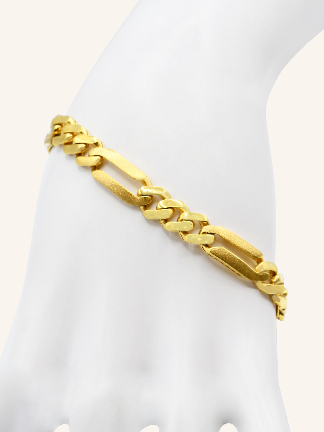 22ct Gold Hollow Figaro Monaco Bracelet 13.19 GMS - Roop Darshan