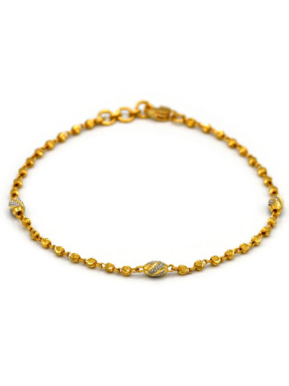 22ct Gold Two Tone Ball Ladies Bracelet
