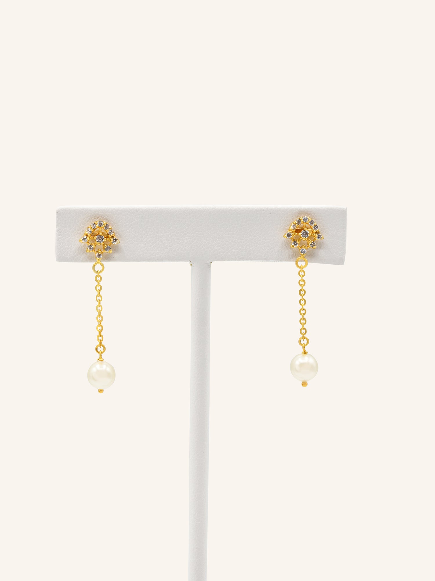 22ct Gold CZ Pearl Necklace Set 12.13 GMS - Roop Darshan