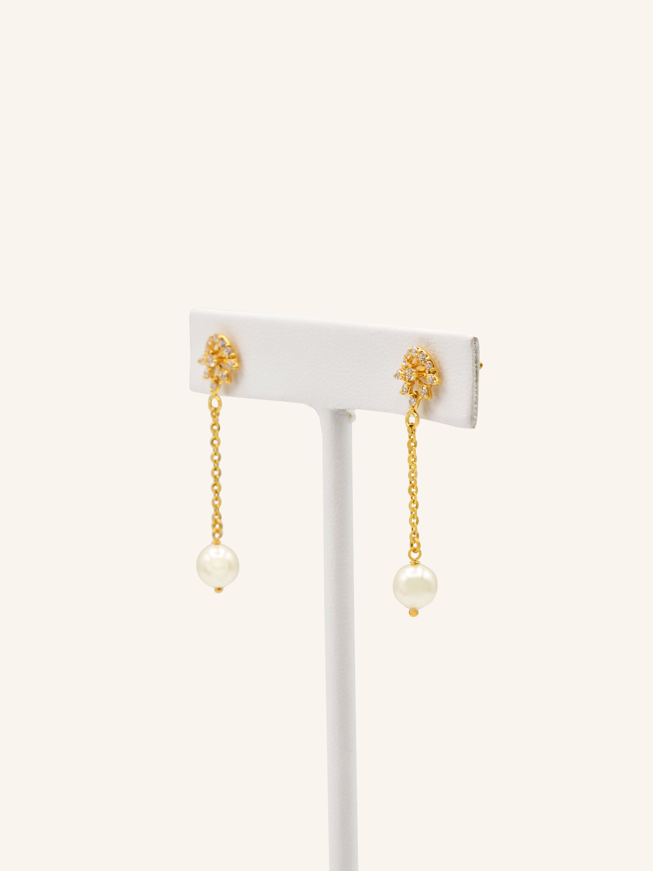 22ct Gold CZ Pearl Necklace Set 12.13 GMS - Roop Darshan
