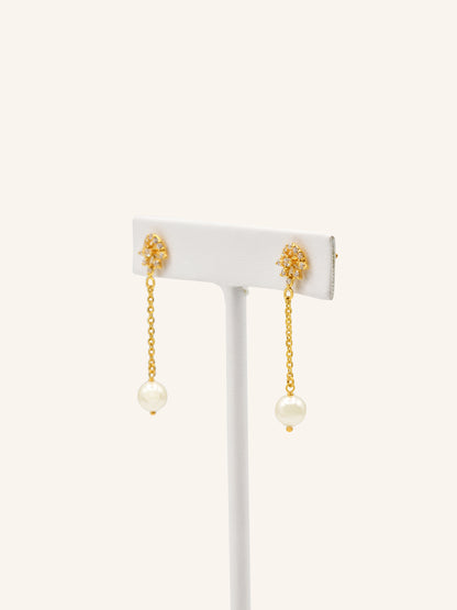 22ct Gold CZ Pearl Necklace Set 12.13 GMS - Roop Darshan