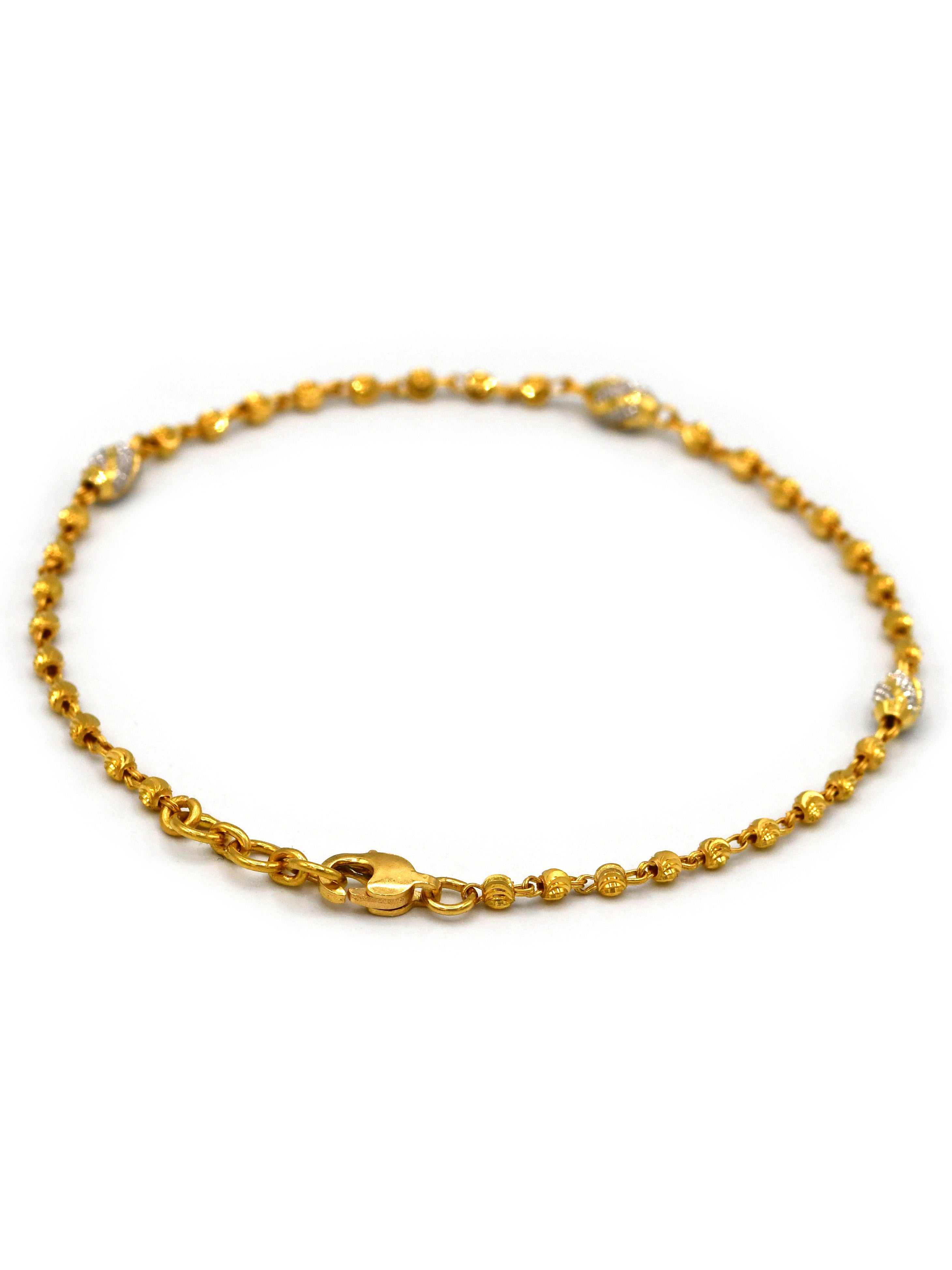 22ct Gold Two Tone Ball Ladies Bracelet
