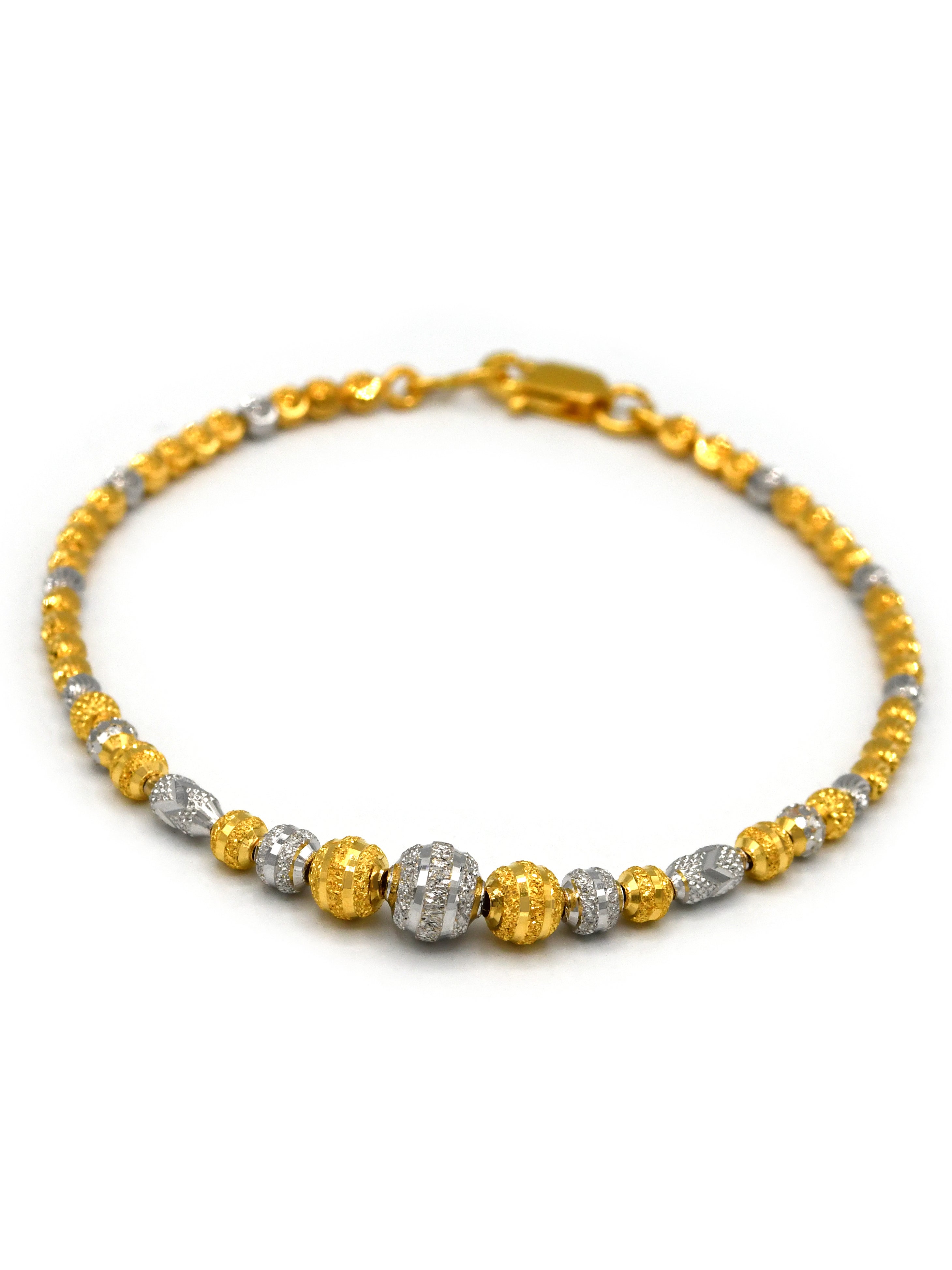 22ct Gold Two Tone Ball Ladies Bracelet