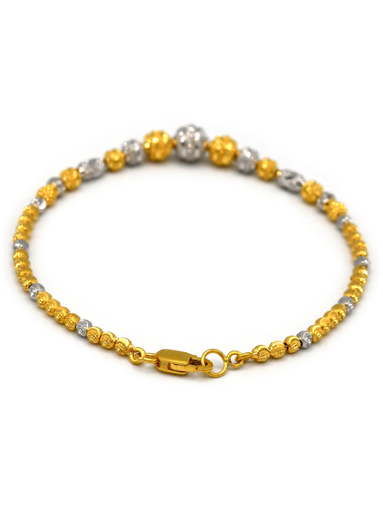 22ct Gold Two Tone Ball Ladies Bracelet