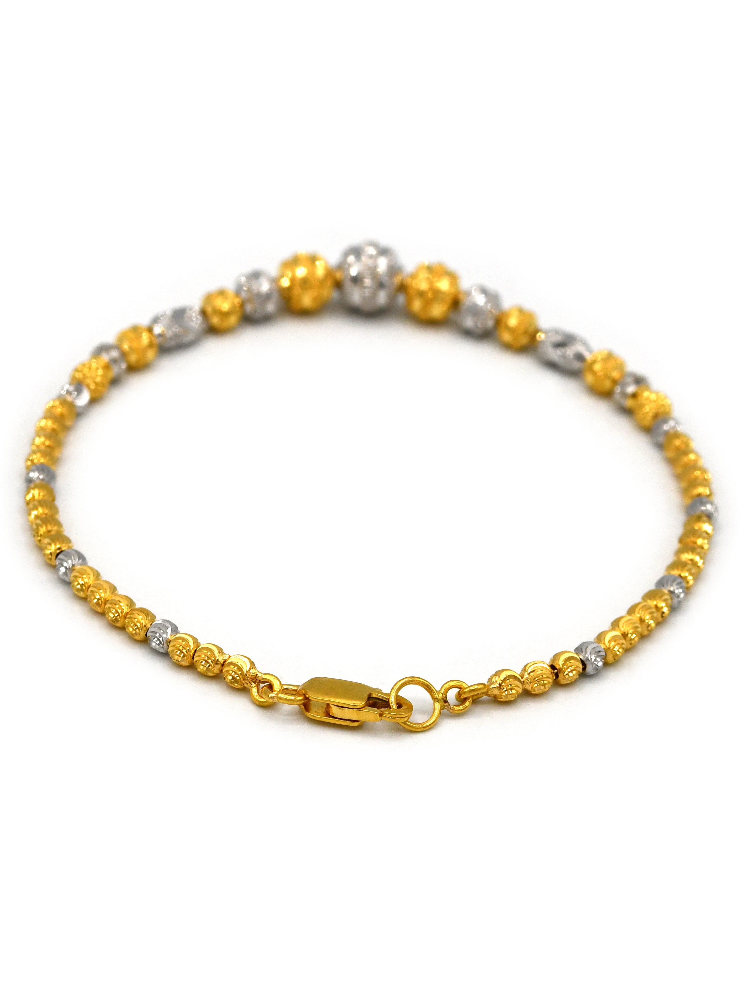 22ct Gold Two Tone Ball Ladies Bracelet