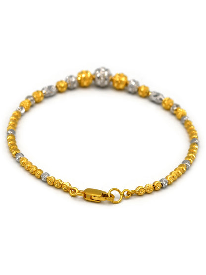 22ct Gold Two Tone Ball Ladies Bracelet