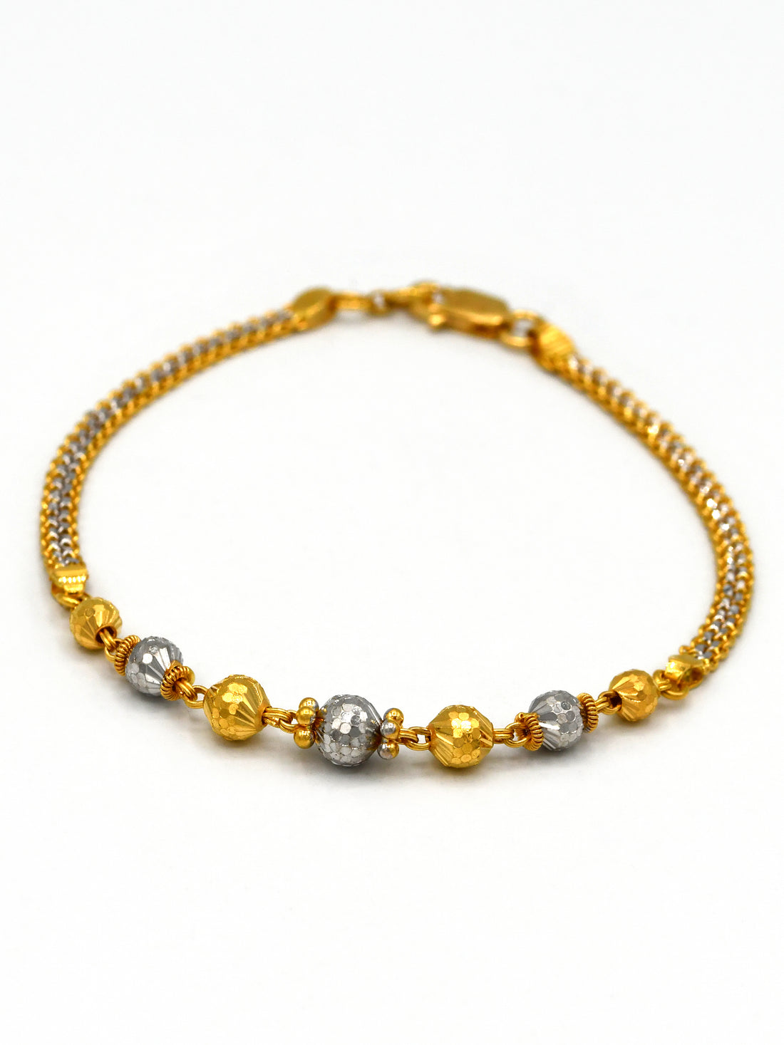 22ct Gold Two Tone Ball Ladies Bracelet