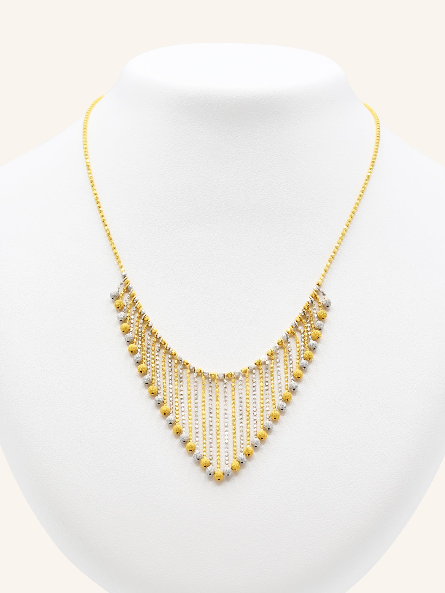 22ct Gold Two Tone Ball Necklace Set - Roop Darshan