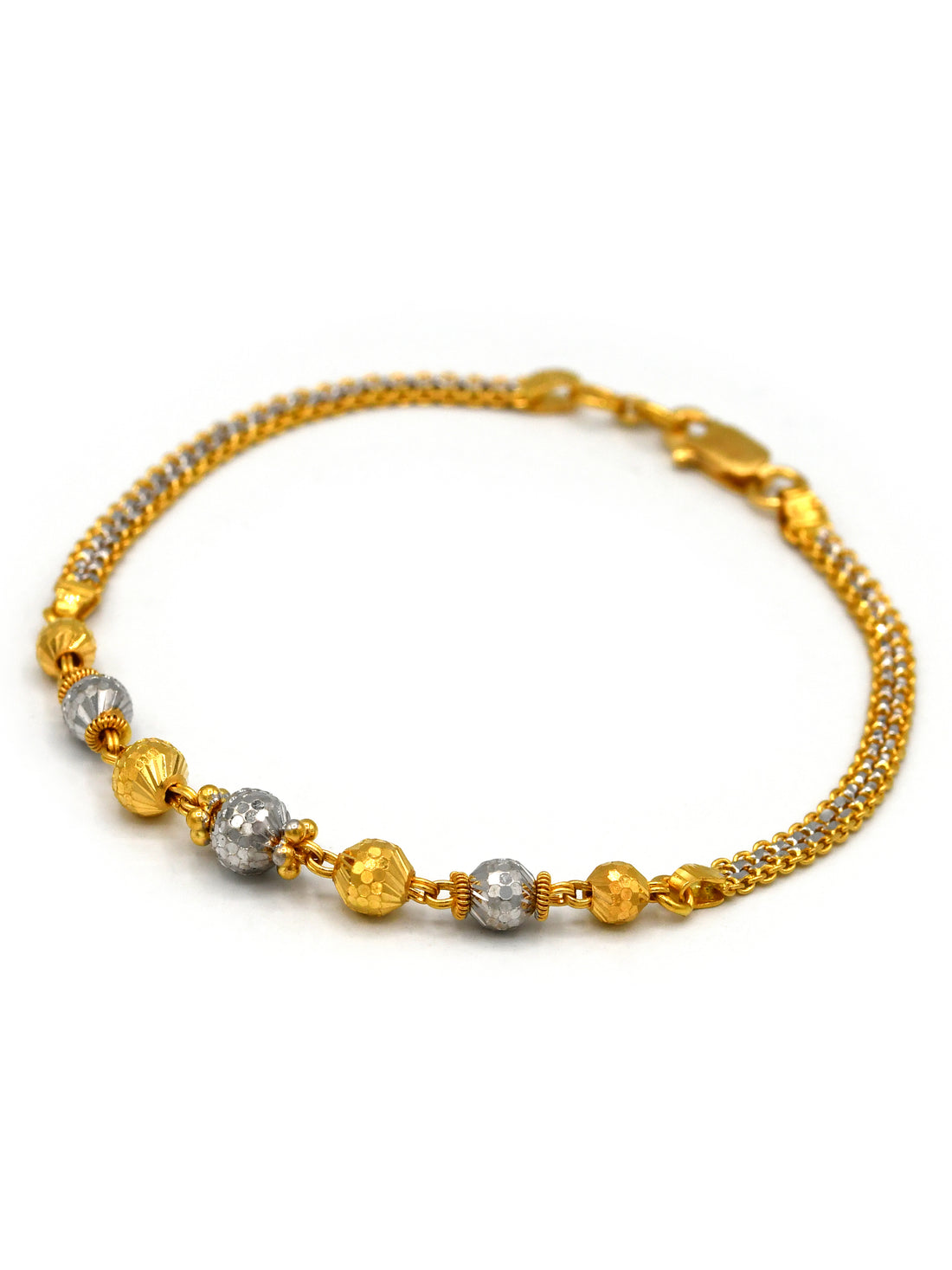 22ct Gold Two Tone Ball Ladies Bracelet