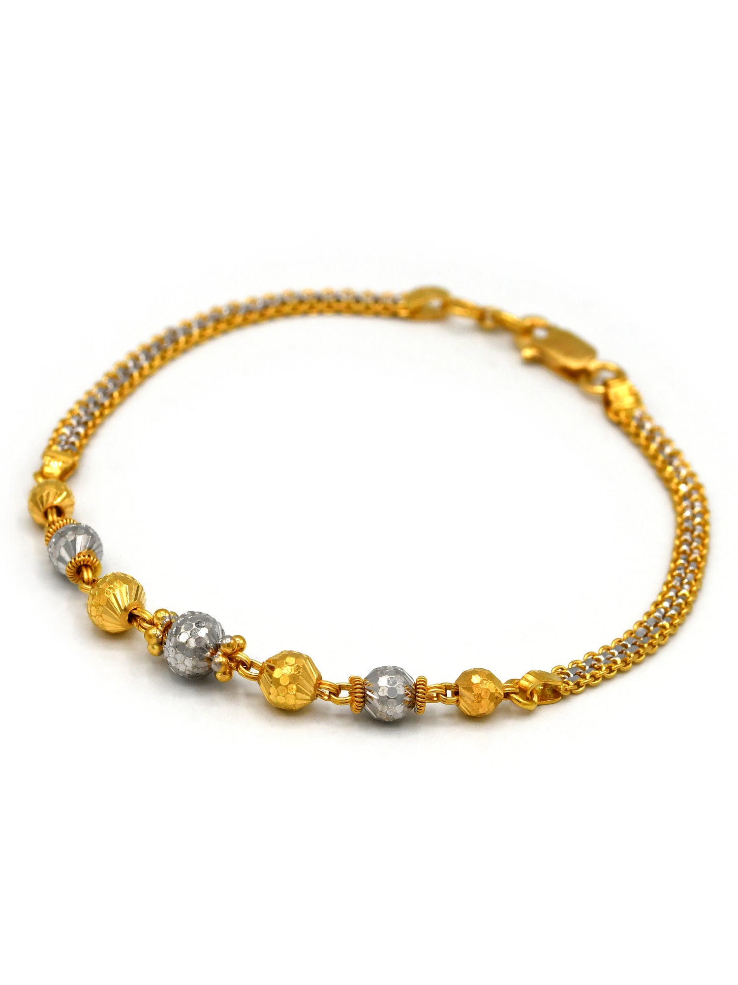22ct Gold Two Tone Ball Ladies Bracelet