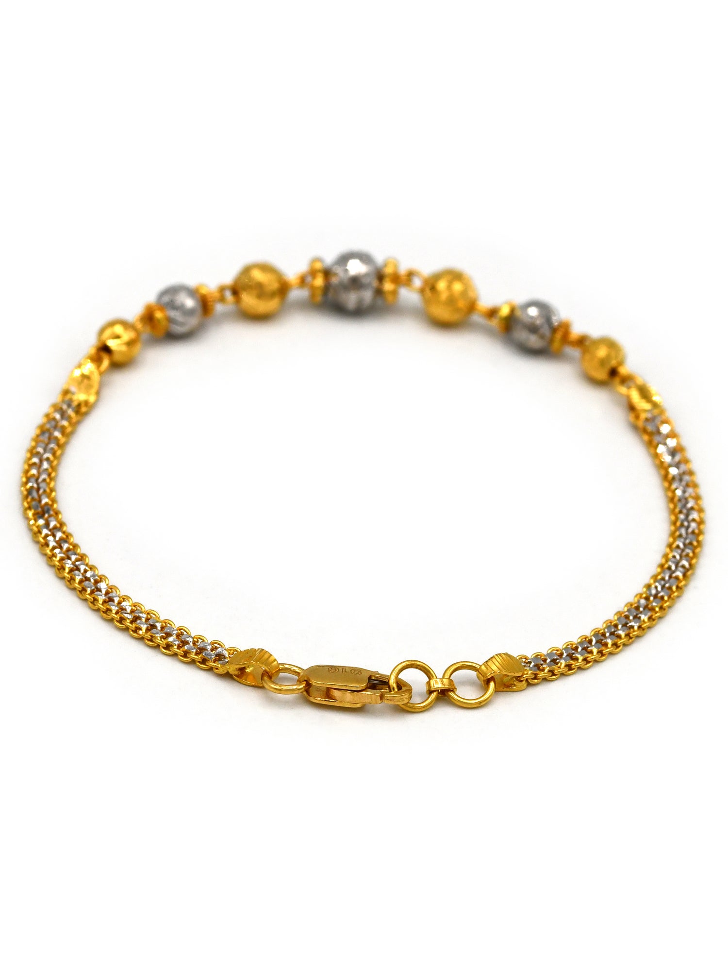 22ct Gold Two Tone Ball Ladies Bracelet