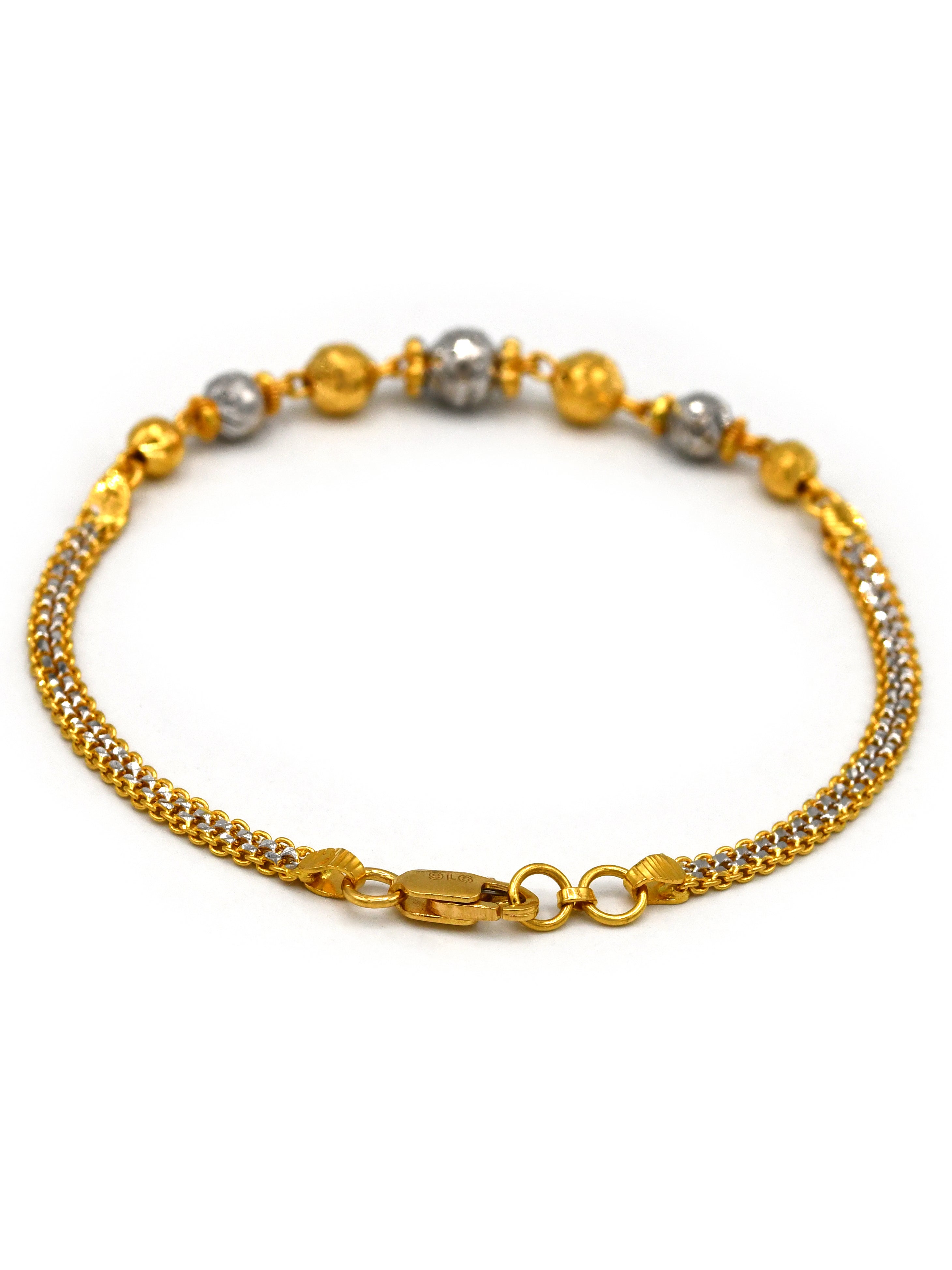 22ct Gold Two Tone Ball Ladies Bracelet