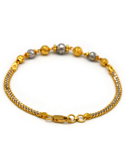 22ct Gold Two Tone Ball Ladies Bracelet