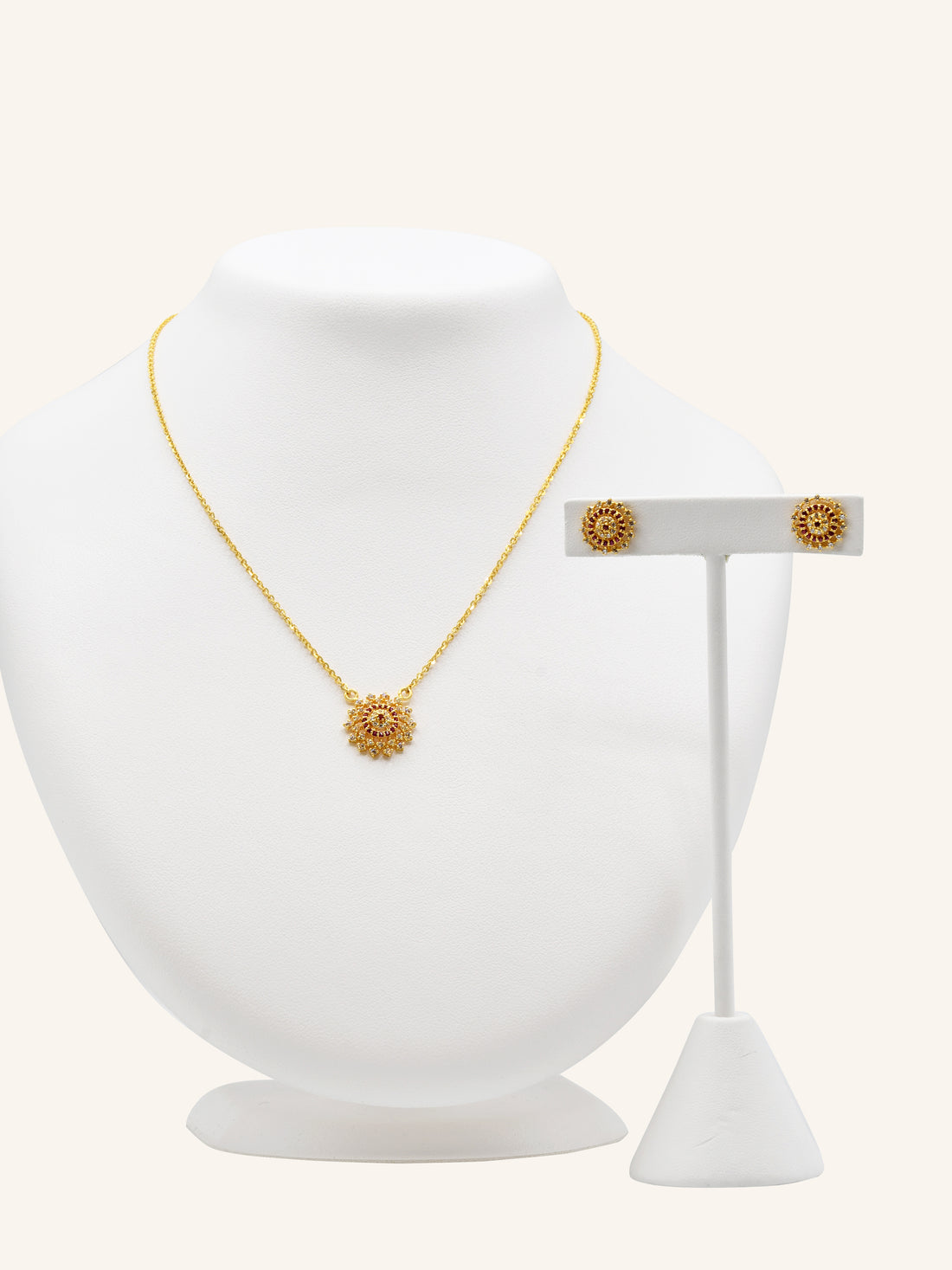 22ct Gold CZ Necklace Set 8.70 GMS - Roop Darshan