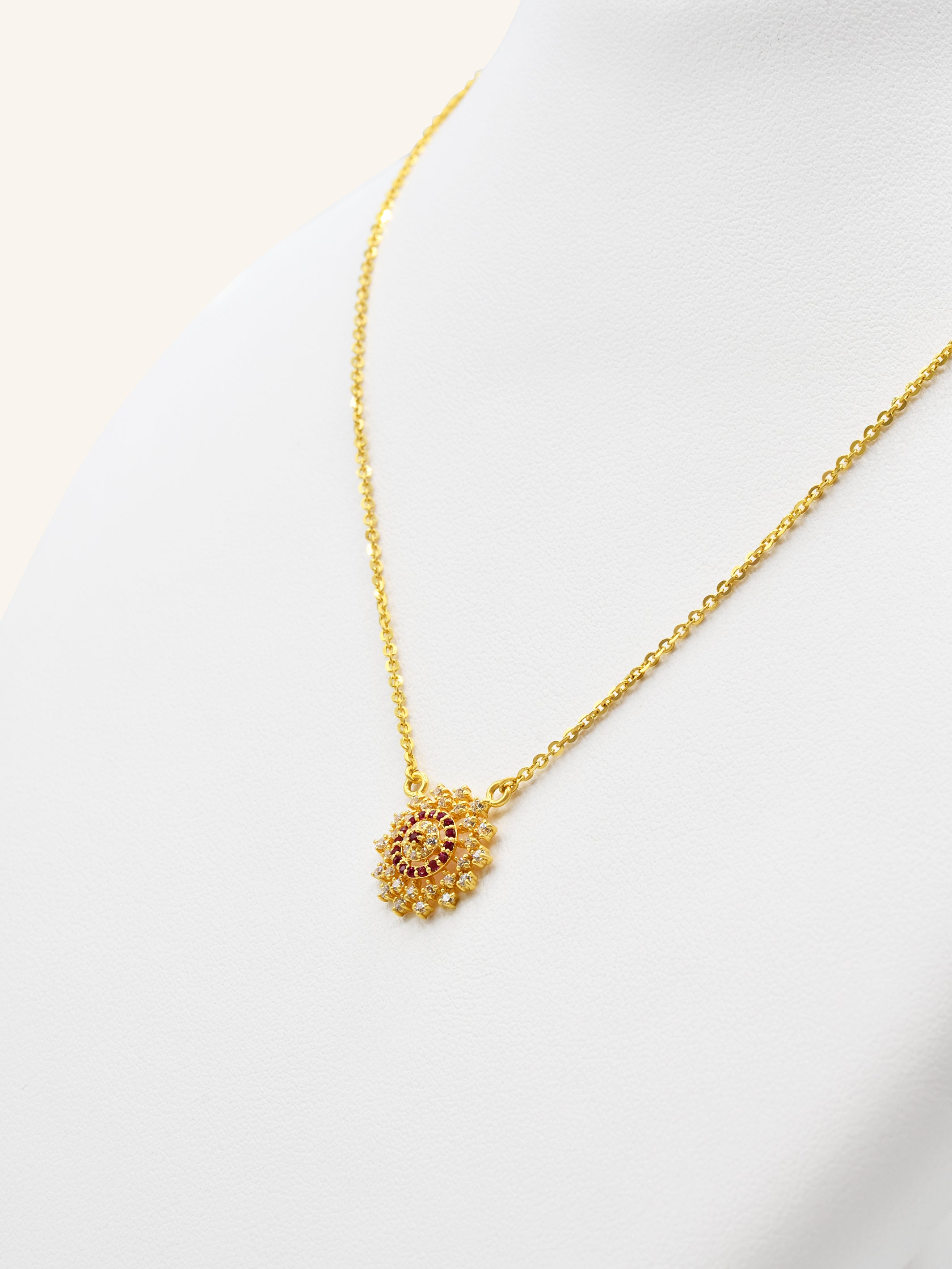 22ct Gold CZ Necklace Set 8.70 GMS - Roop Darshan
