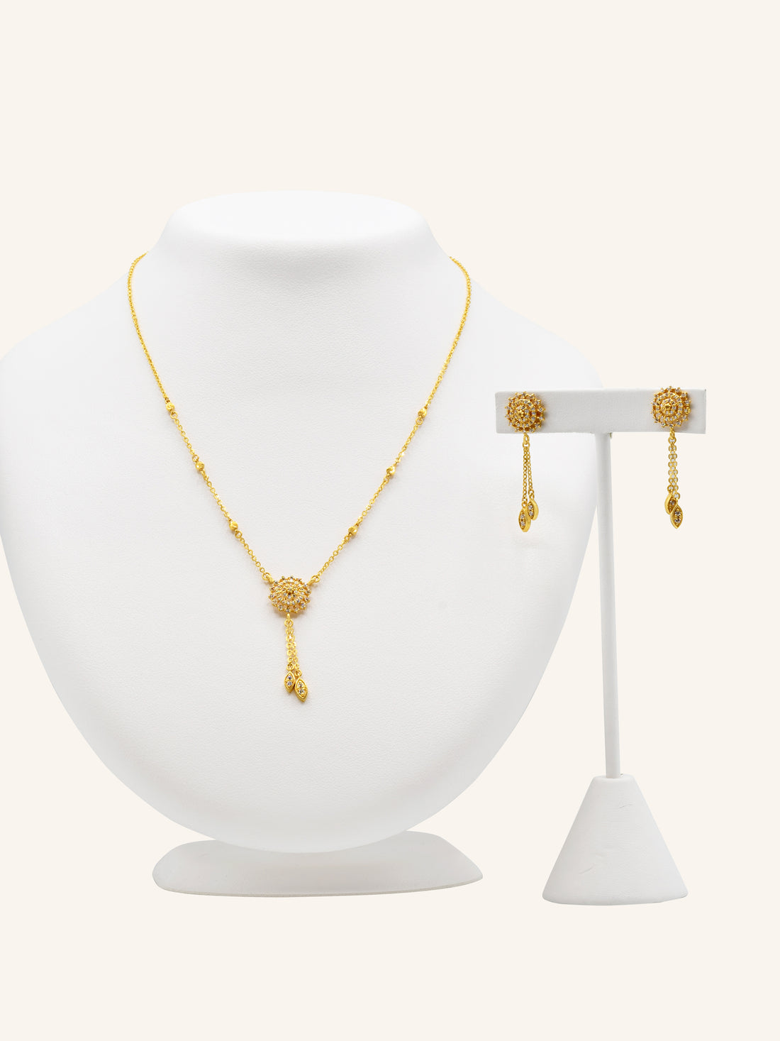 22ct Gold CZ Necklace Set 11.31 GMS - Roop Darshan