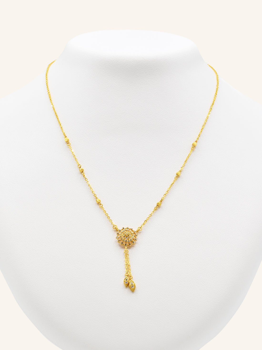 22ct Gold CZ Necklace Set 11.31 GMS - Roop Darshan