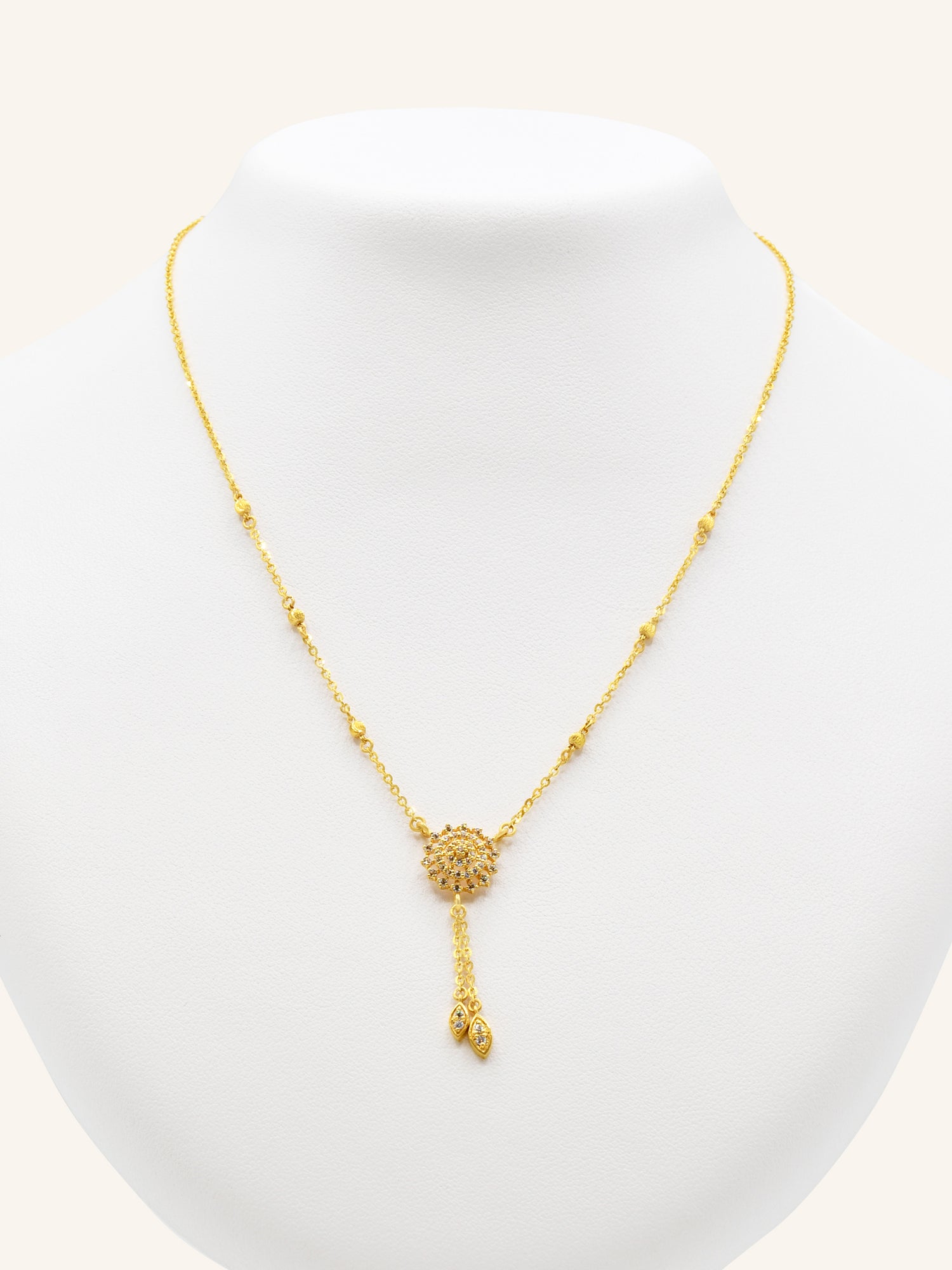 22ct Gold CZ Necklace Set 11.31 GMS - Roop Darshan