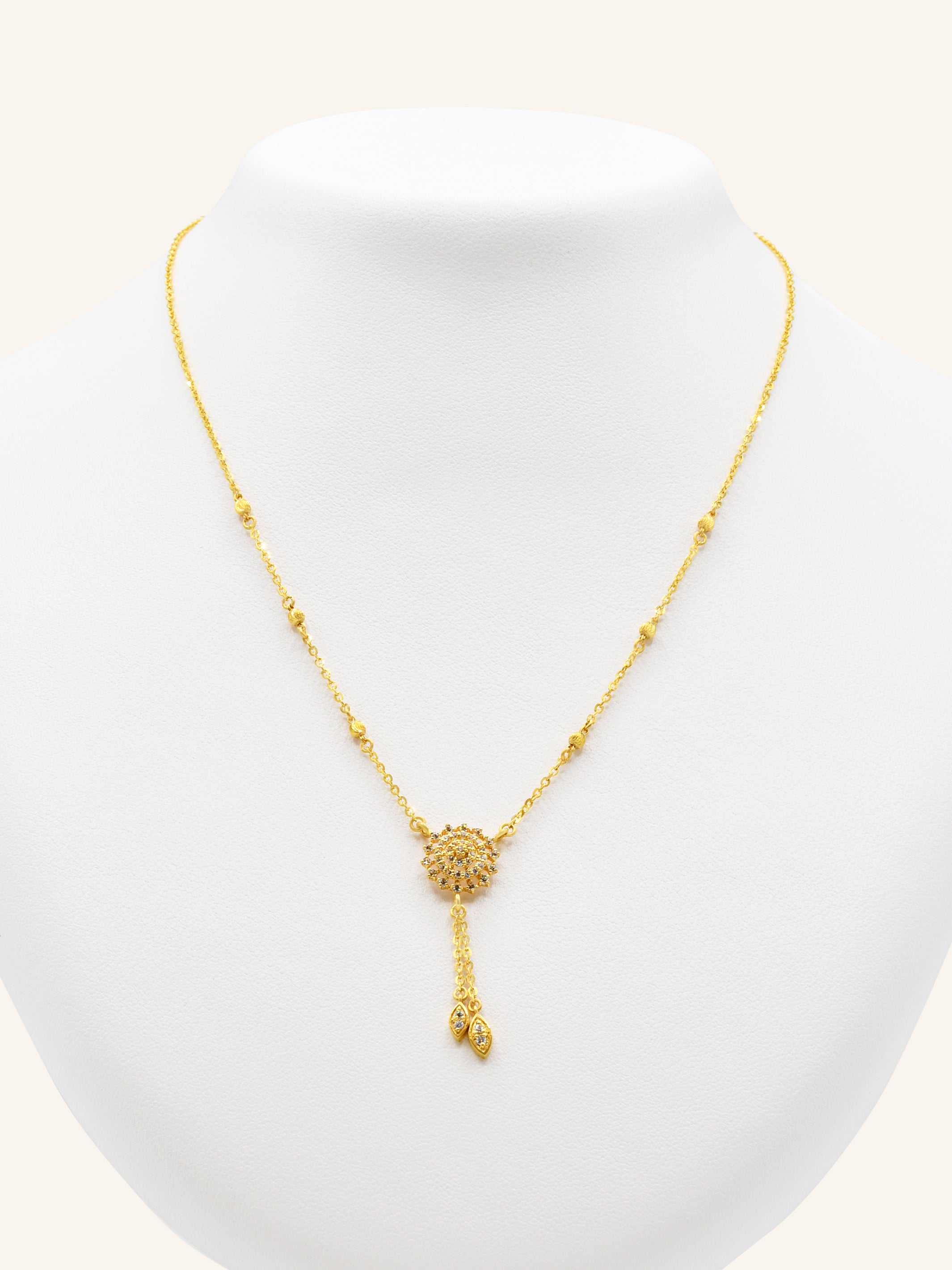 22ct Gold CZ Necklace Set 11.31 GMS - Roop Darshan