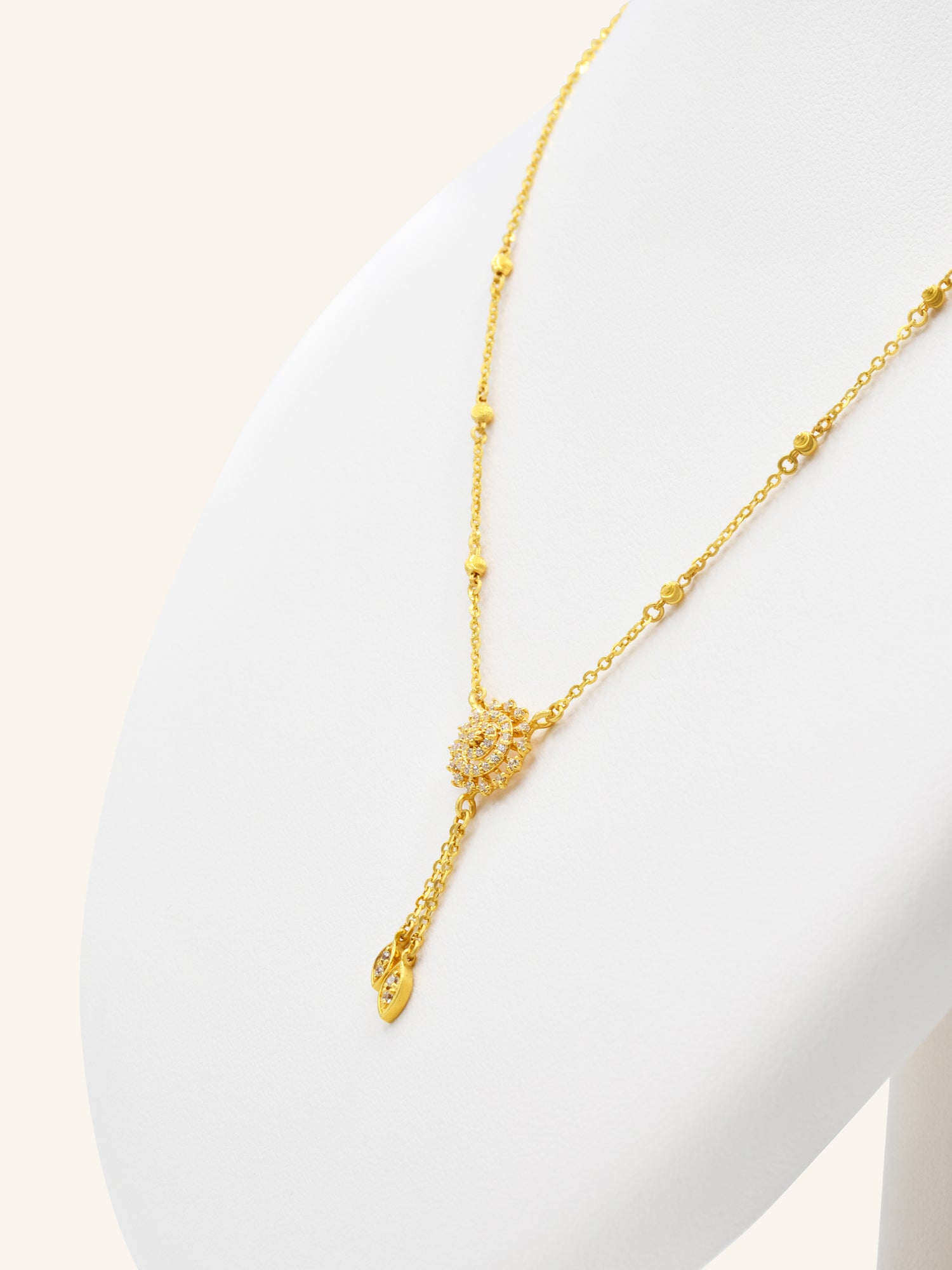 22ct Gold CZ Necklace Set 11.31 GMS - Roop Darshan