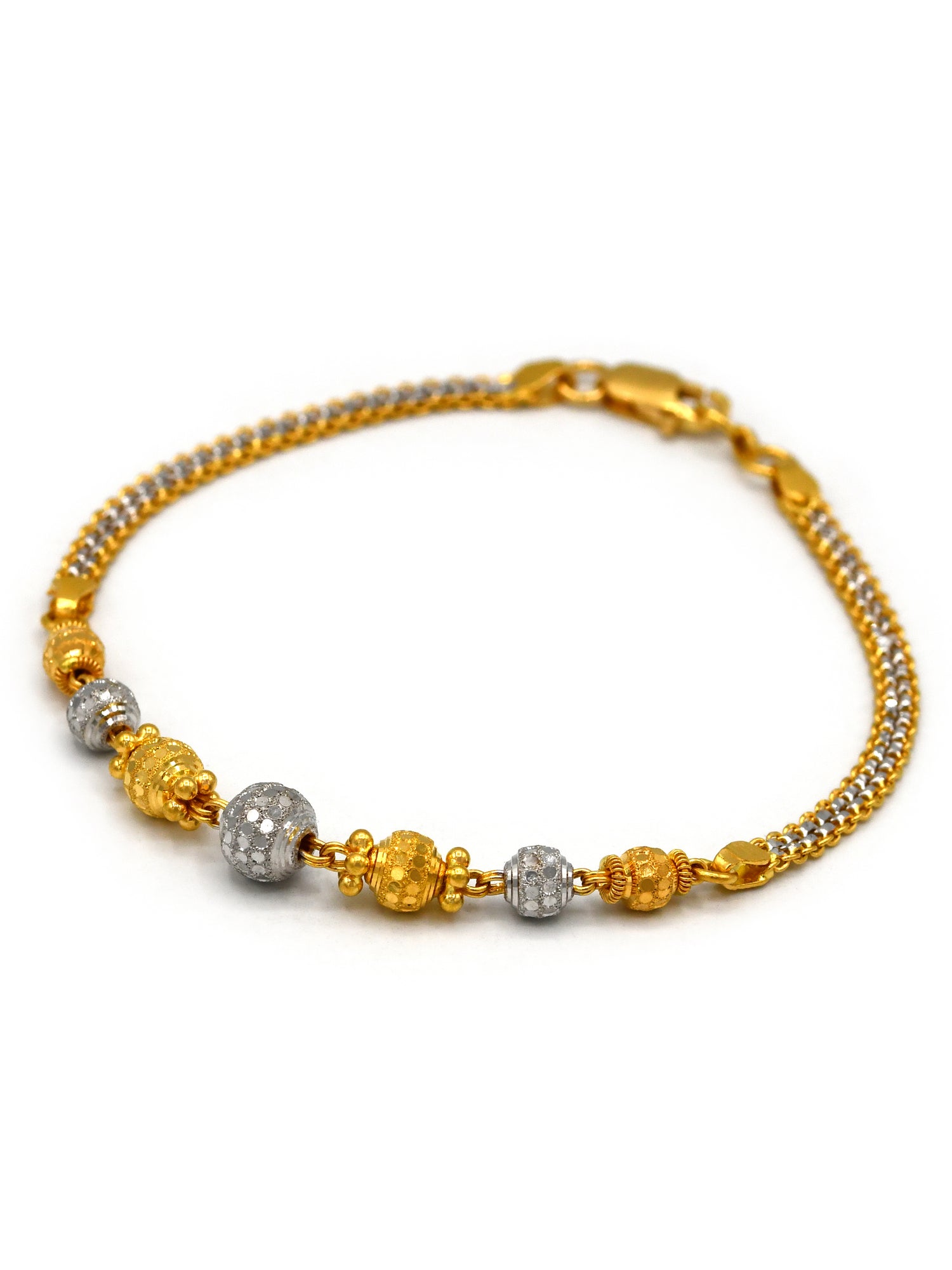 22ct Gold Two Tone Ball Ladies Bracelet