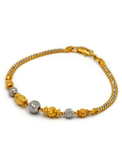 22ct Gold Two Tone Ball Ladies Bracelet