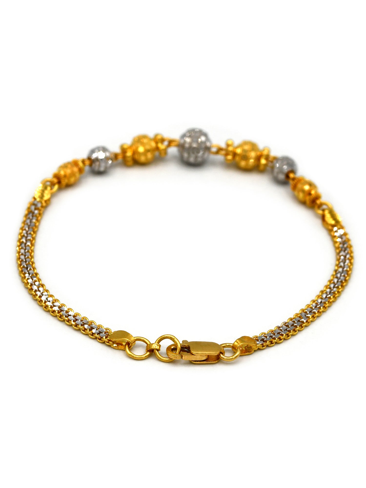 22ct Gold Two Tone Ball Ladies Bracelet
