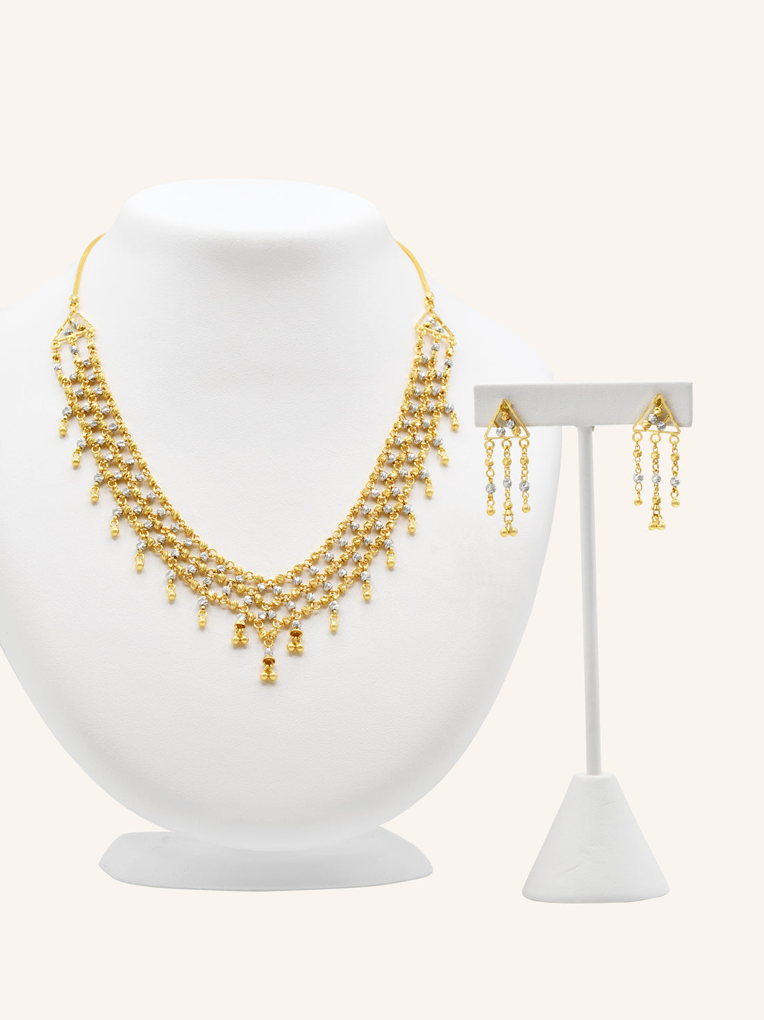 22ct Gold Two Tone Necklace Set 31.09 GMS - Roop Darshan