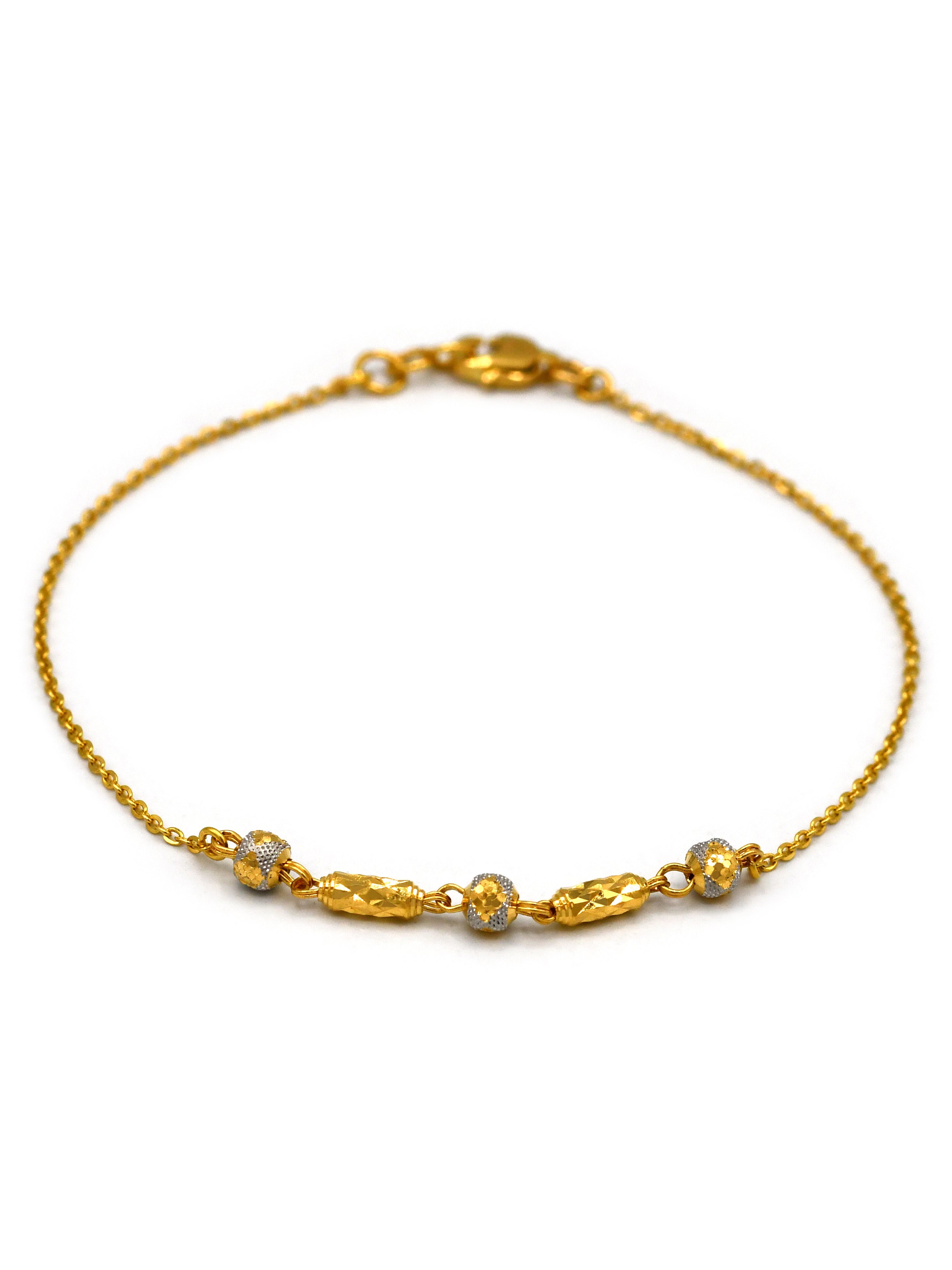 22ct Gold Two Tone Ball Ladies Bracelet