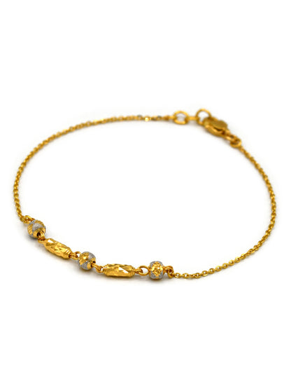 22ct Gold Two Tone Ball Ladies Bracelet
