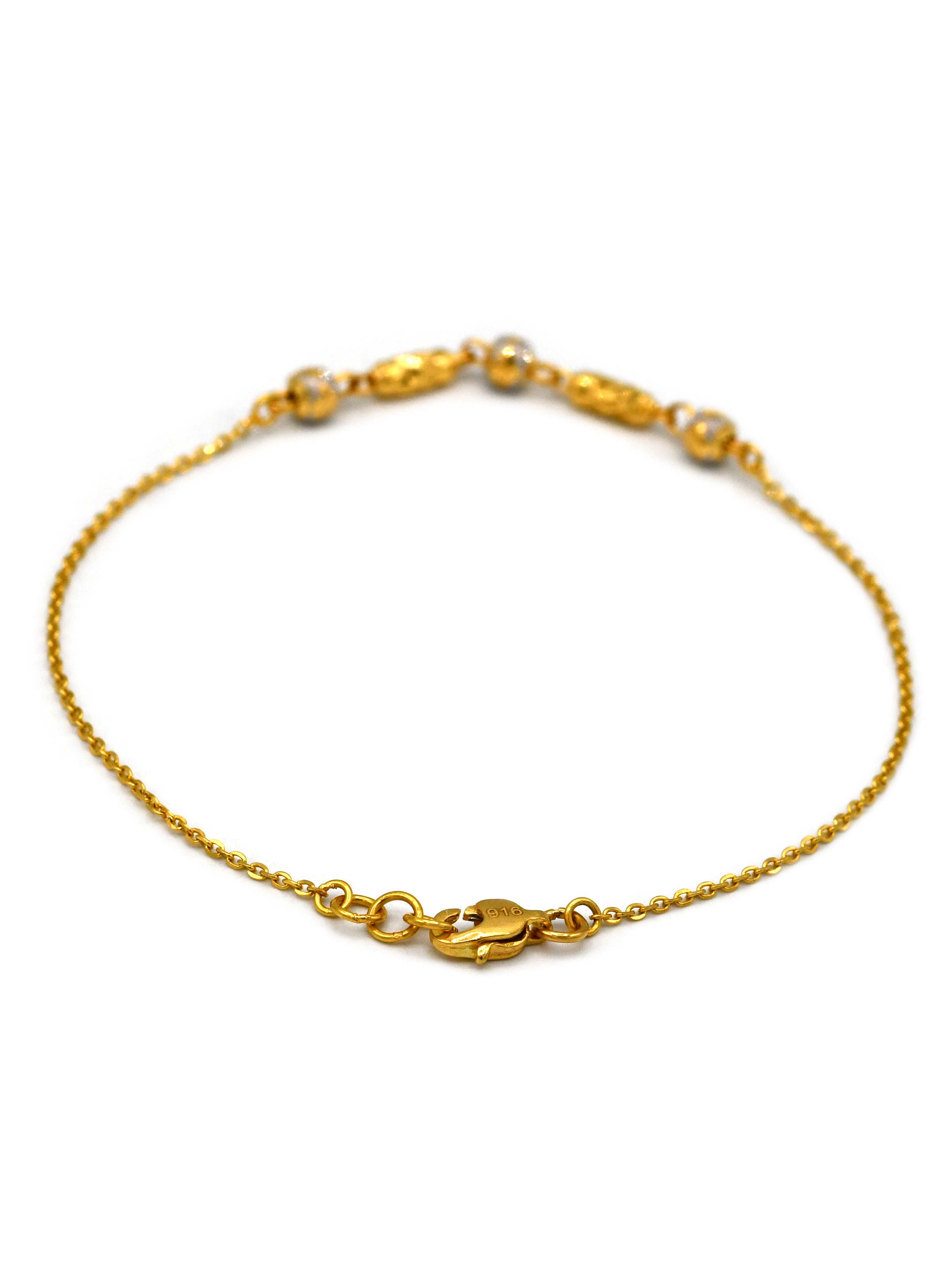 22ct Gold Two Tone Ball Ladies Bracelet