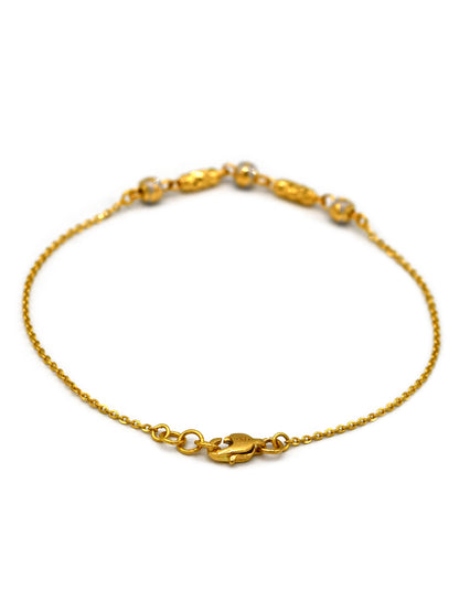 22ct Gold Two Tone Ball Ladies Bracelet